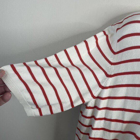 H&M Preppy Sweater Womens XLarge Nautical Coastal Stripe Pullover Short Sleeve - Picture 4 of 7